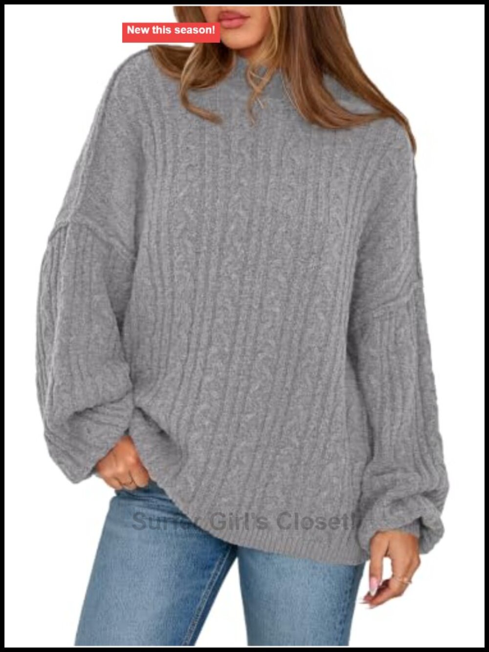 PRETTYGARDEN Womens Oversized Cable Knit Crewneck Long Sleeve Pullover Sweater